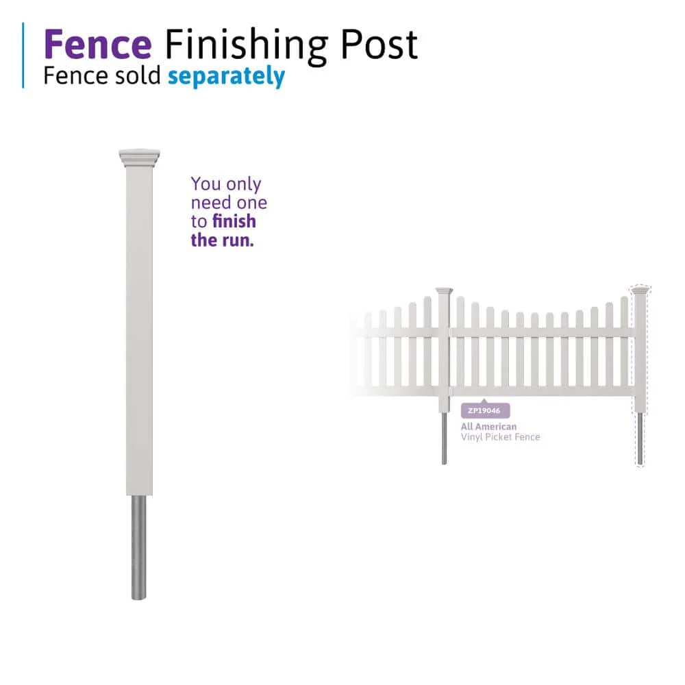 WamBam Fence No-Dig Vinyl All American Finishing Fence Post with Anchor and Cap - Model ZP19046 - Image 5