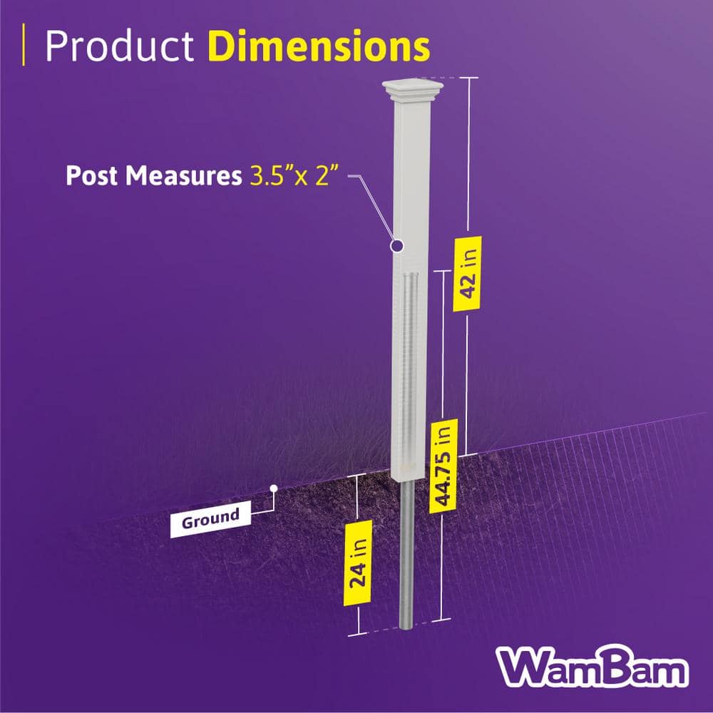 WamBam Fence No-Dig Vinyl All American Finishing Fence Post with Anchor and Cap - Model ZP19046 - Image 7