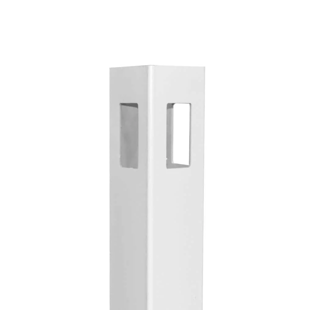 Weatherables 5 in. x 5 in. x 8.75 ft. White Vinyl Fence 3-Way Post - Image 2