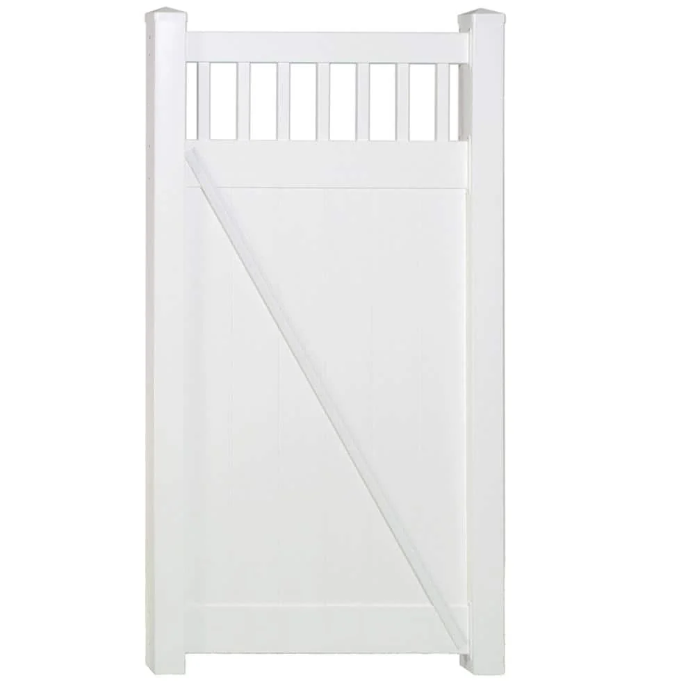 Weatherables Calgary 5.4 ft. x 7 ft. White Vinyl Privacy Fence Gate Kit