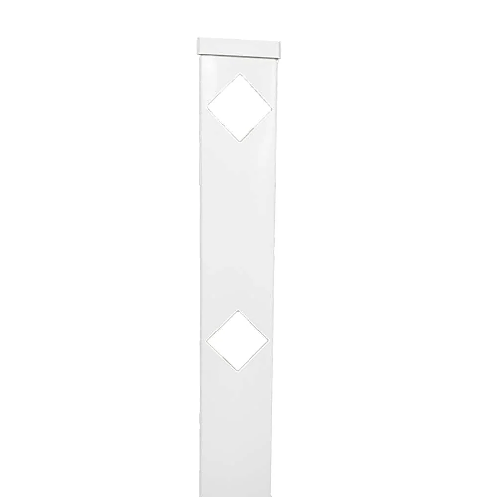 Weatherables Diamond White Vinyl Fence Line Post 5 in. x 5 in. x 6 ft.