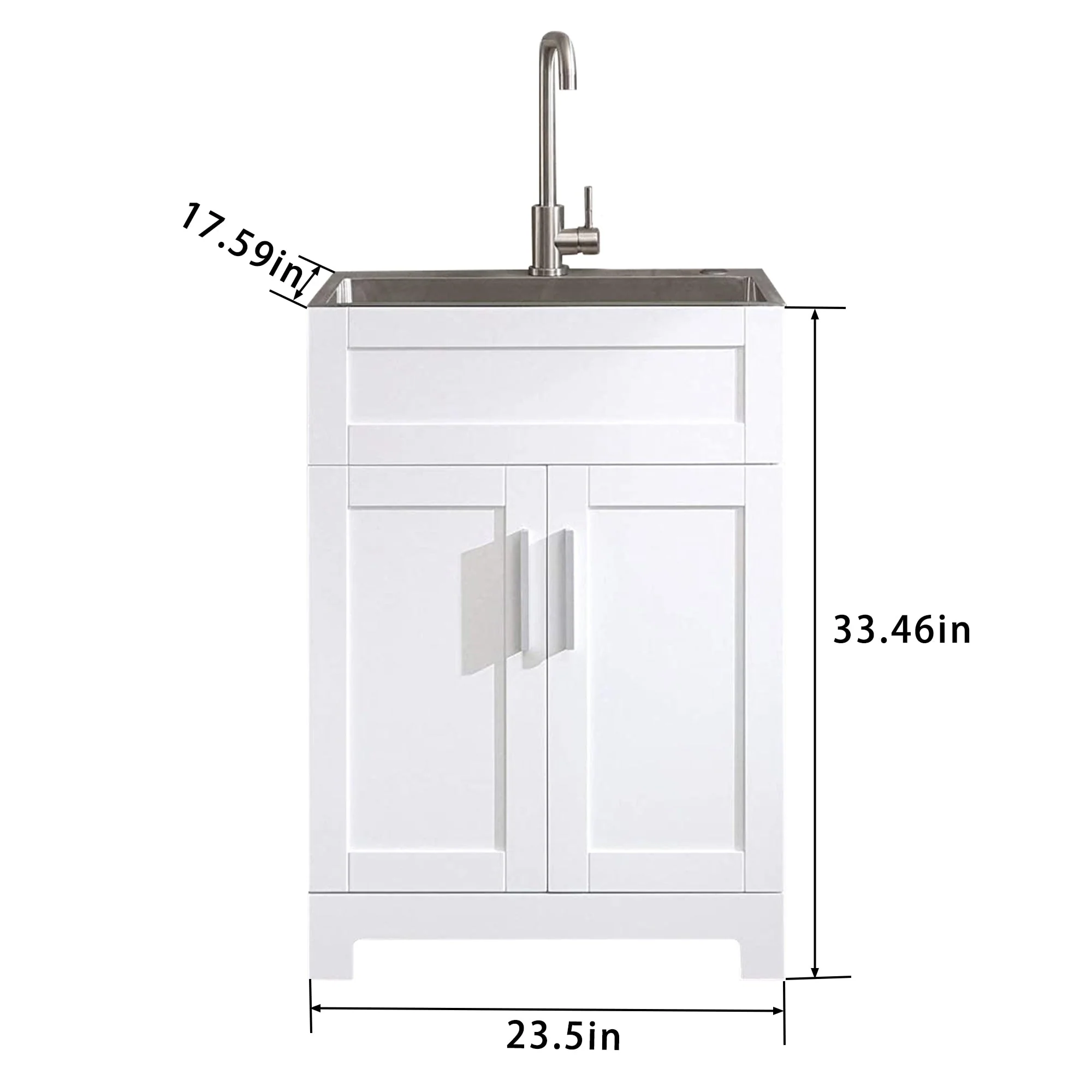 WELLFOR 24-in x 18-in White Freestanding Utility Tub with Faucet and Storage Cabinet - Image 14