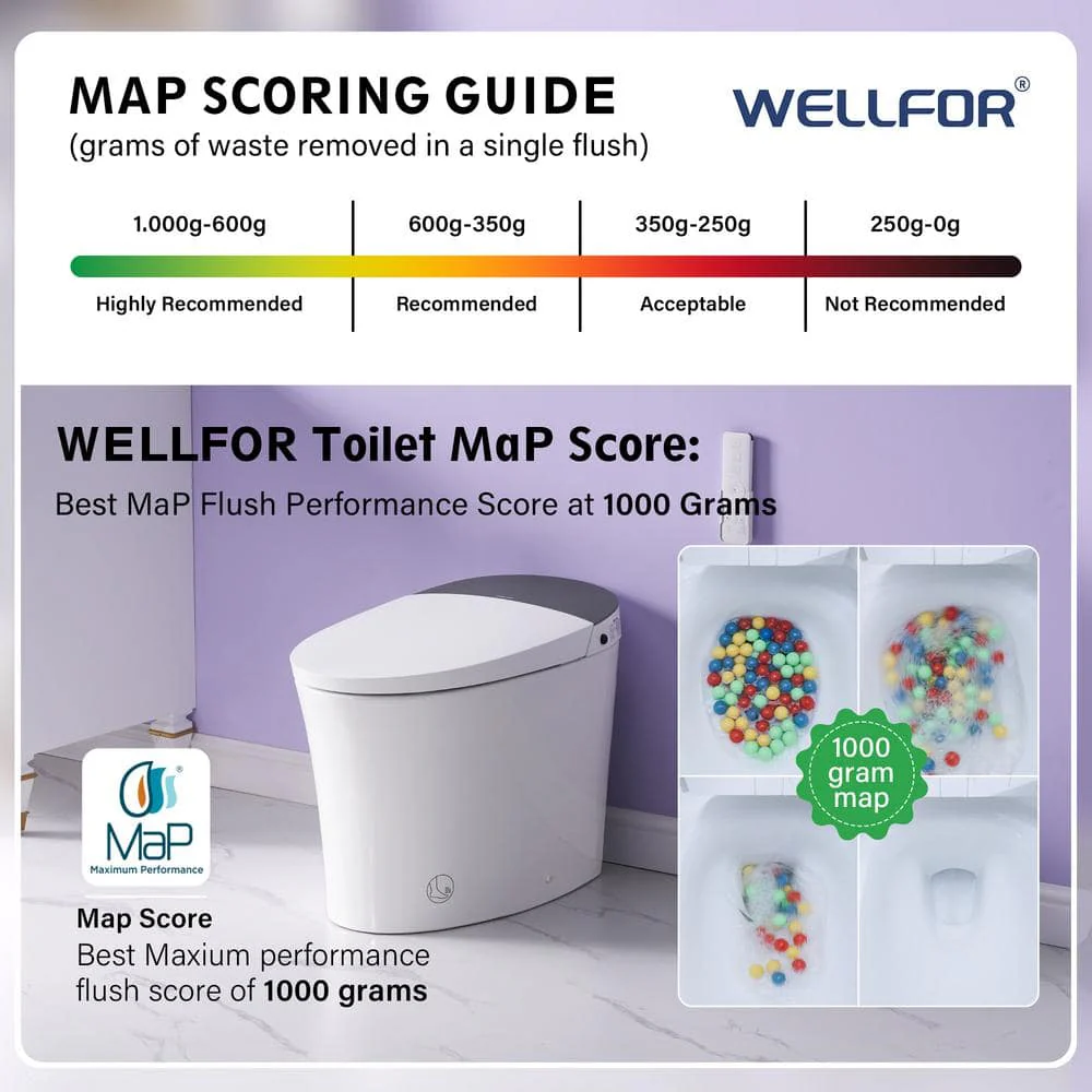WELLFOR ARLO ADA Elongated LED Smart Bidet Toilet with Auto Open/Close/Flush - Image 4