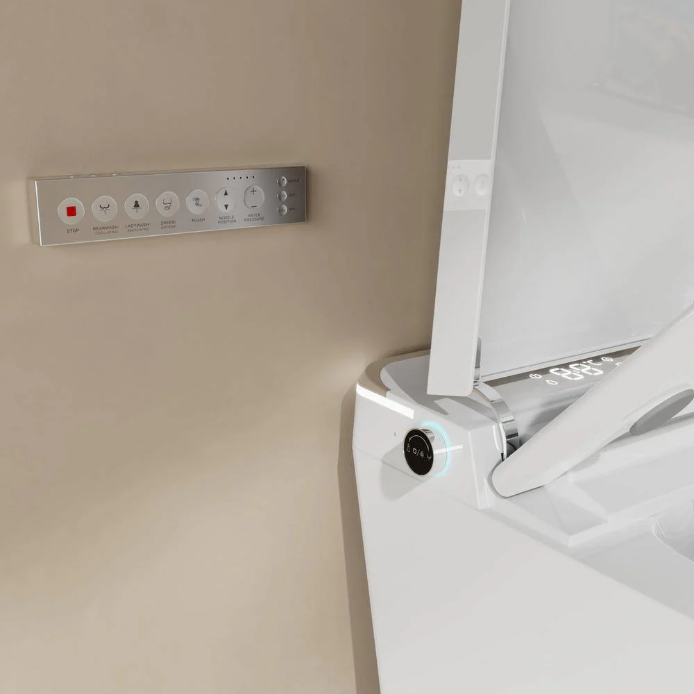 WELLFOR Elongated Dual Flush Smart Bidet Toilet in White with Auto Flush - Image 4