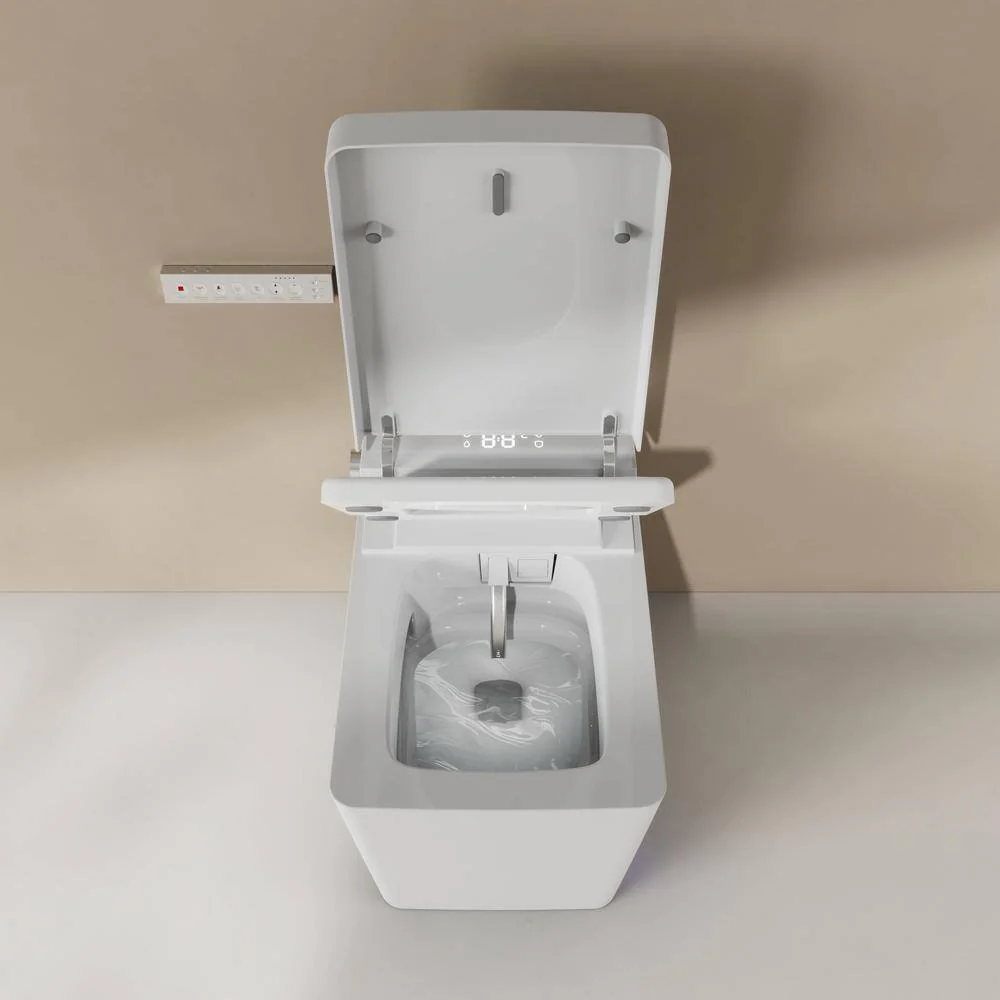WELLFOR Elongated Dual Flush Smart Bidet Toilet in White with Auto Flush - Image 5