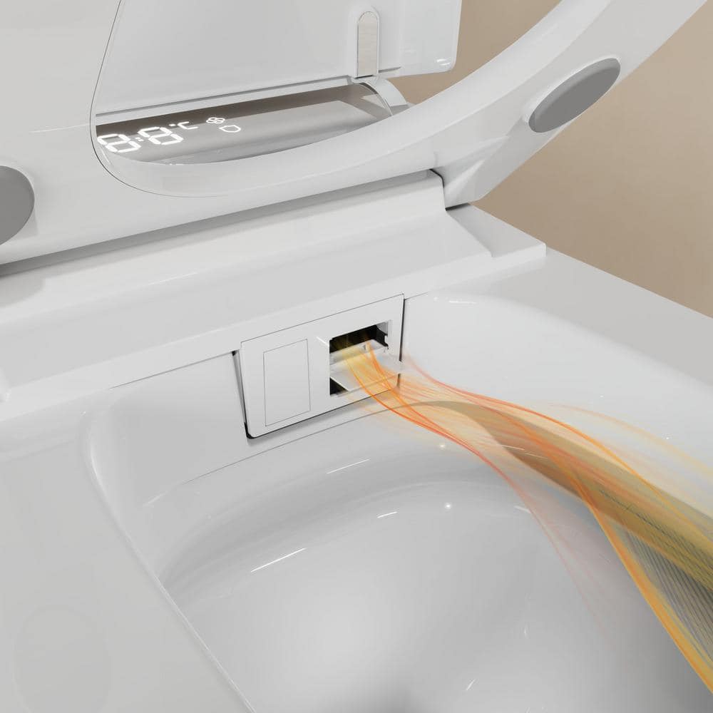 WELLFOR Elongated Dual Flush Smart Bidet Toilet in White with Auto Flush - Image 6