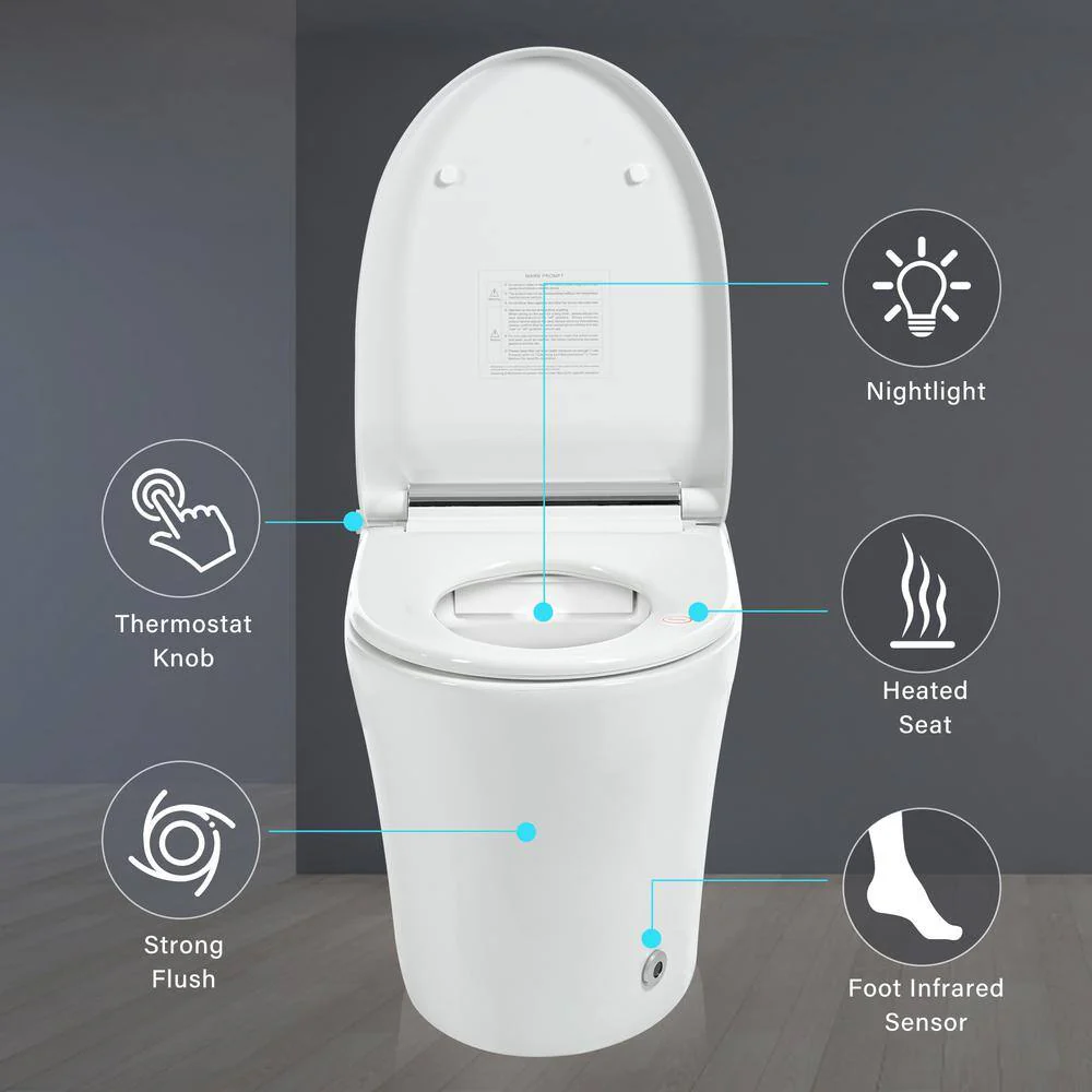 WELLFOR Elongated Smart Bidet Toilet 1.28 GPF with Heated Seat & Auto Flush - Image 6