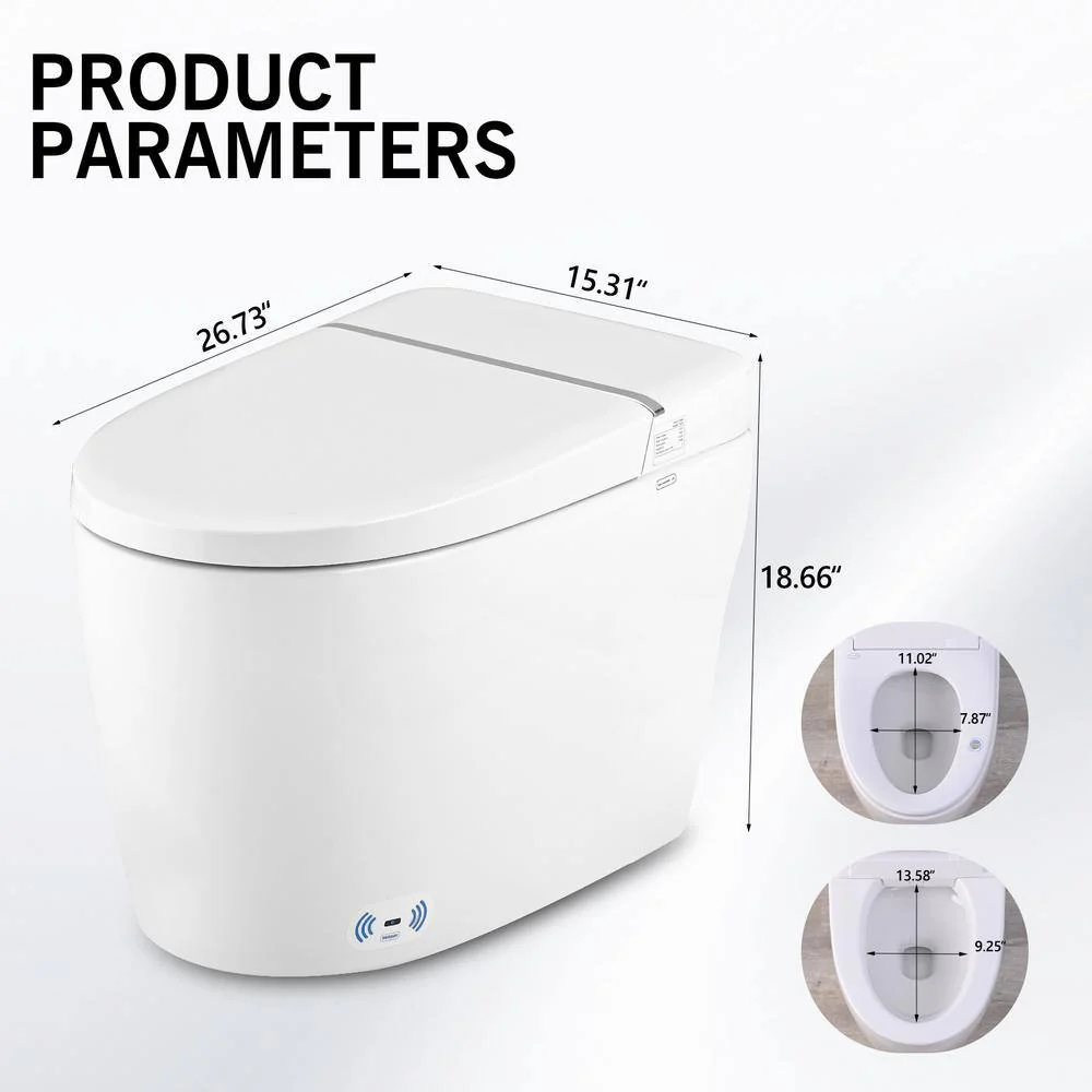 WELLFOR Elongated Smart Bidet Toilet with Foot Sensor and Heated Seat - Image 4