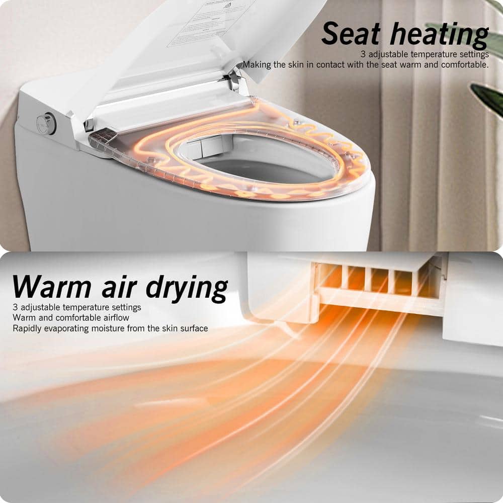 WELLFOR Elongated Smart Bidet Toilet with Self-Cleaning Nozzle, Heated Seat, and Night Light - Image 6