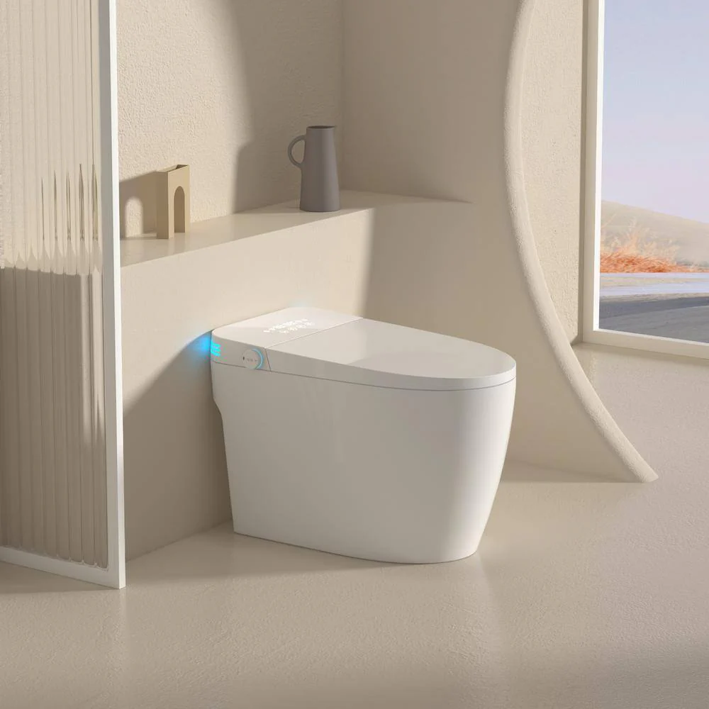 WELLFOR Elongated Smart Bidet Toilet with Voice Control and Bubble Shield, 1.28 GPF, White - Image 2