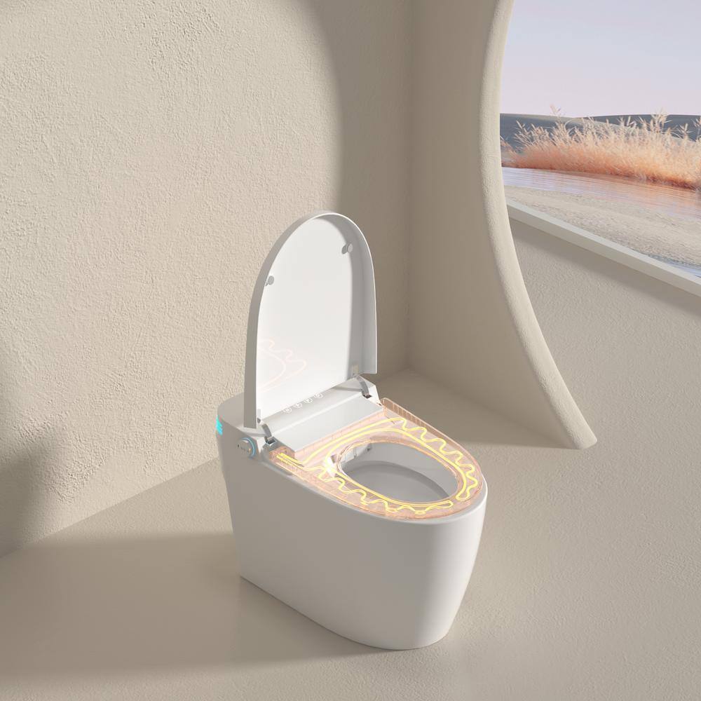 WELLFOR Elongated Smart Bidet Toilet with Voice Control and Bubble Shield, 1.28 GPF, White - Image 5
