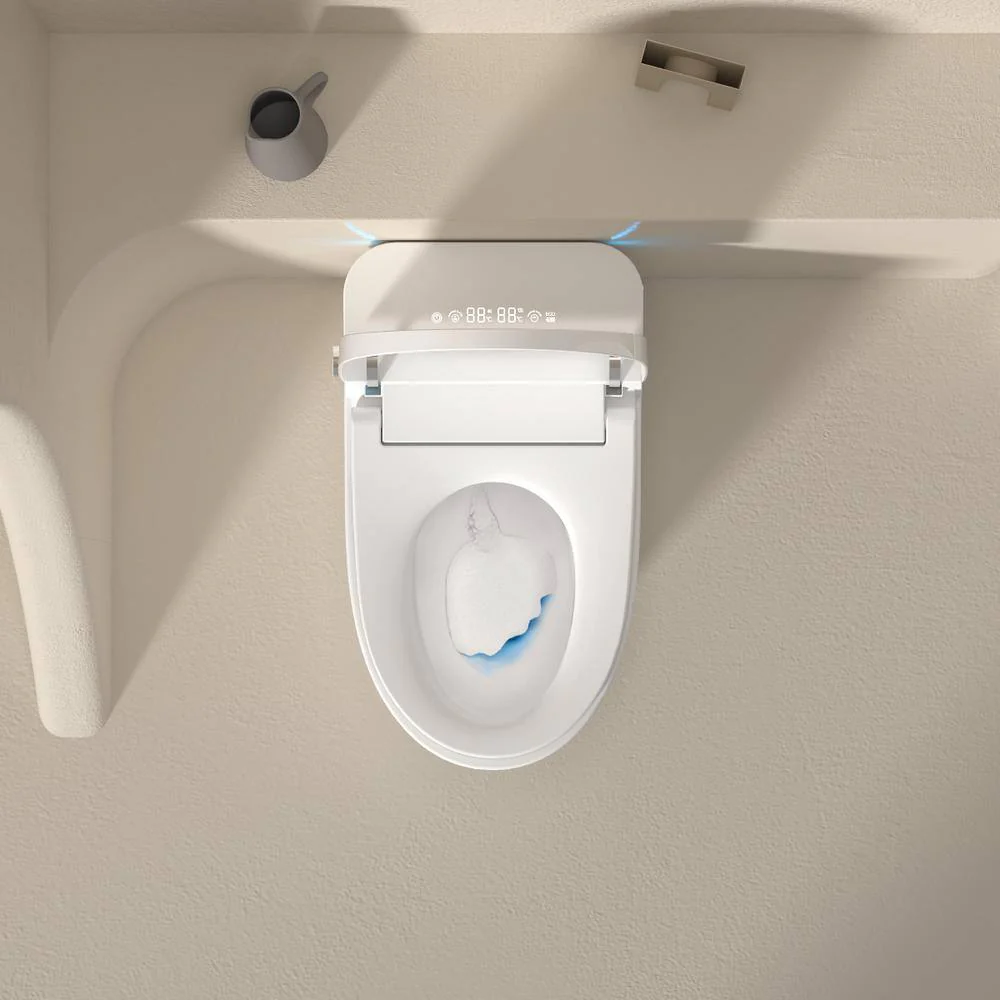 WELLFOR Elongated Smart Bidet Toilet with Voice Control and Bubble Shield, 1.28 GPF, White - Image 8