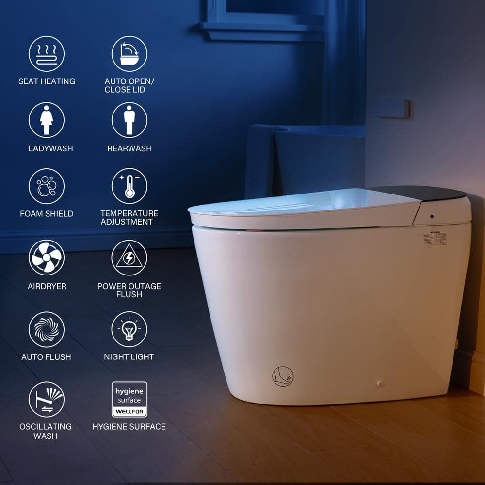 WELLFOR Nova Elongated Built-in Tank Smart Toilet Bidet in White - ADA Compliant, Auto Flush, Energy Efficient - Image 10