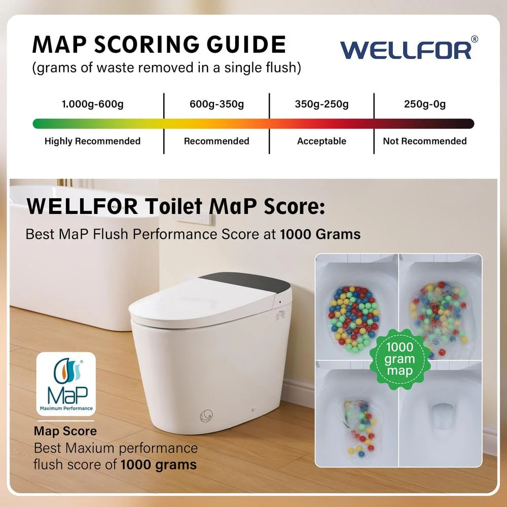 WELLFOR Nova Elongated Built-in Tank Smart Toilet Bidet in White - ADA Compliant, Auto Flush, Energy Efficient - Image 8