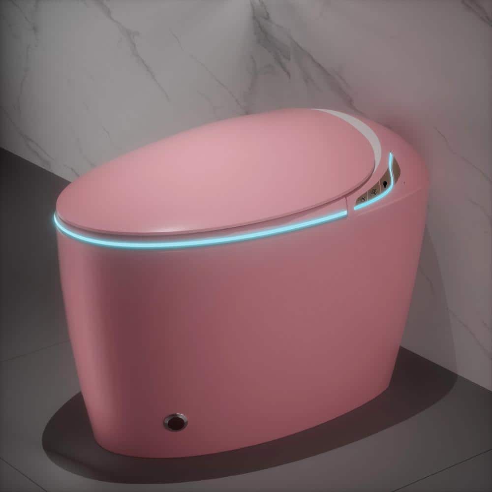 WELLFOR Pink LED Display Bidet Toilet with Auto Functions and Foot Sensor - 1.28 GPF - Image 2
