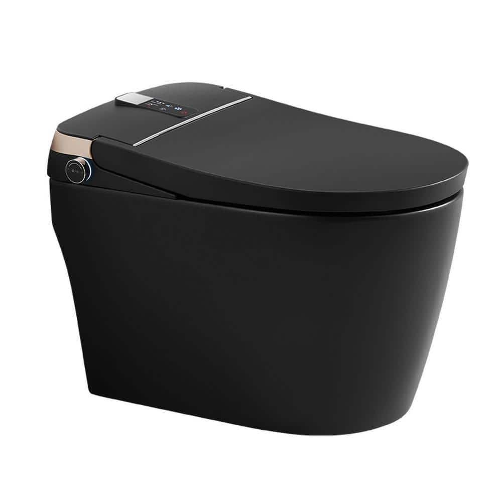 WELLFOR Smart Bidet Toilet 1.28 GPF Matte Black - LED Screen, Auto Functions, Heated Seat