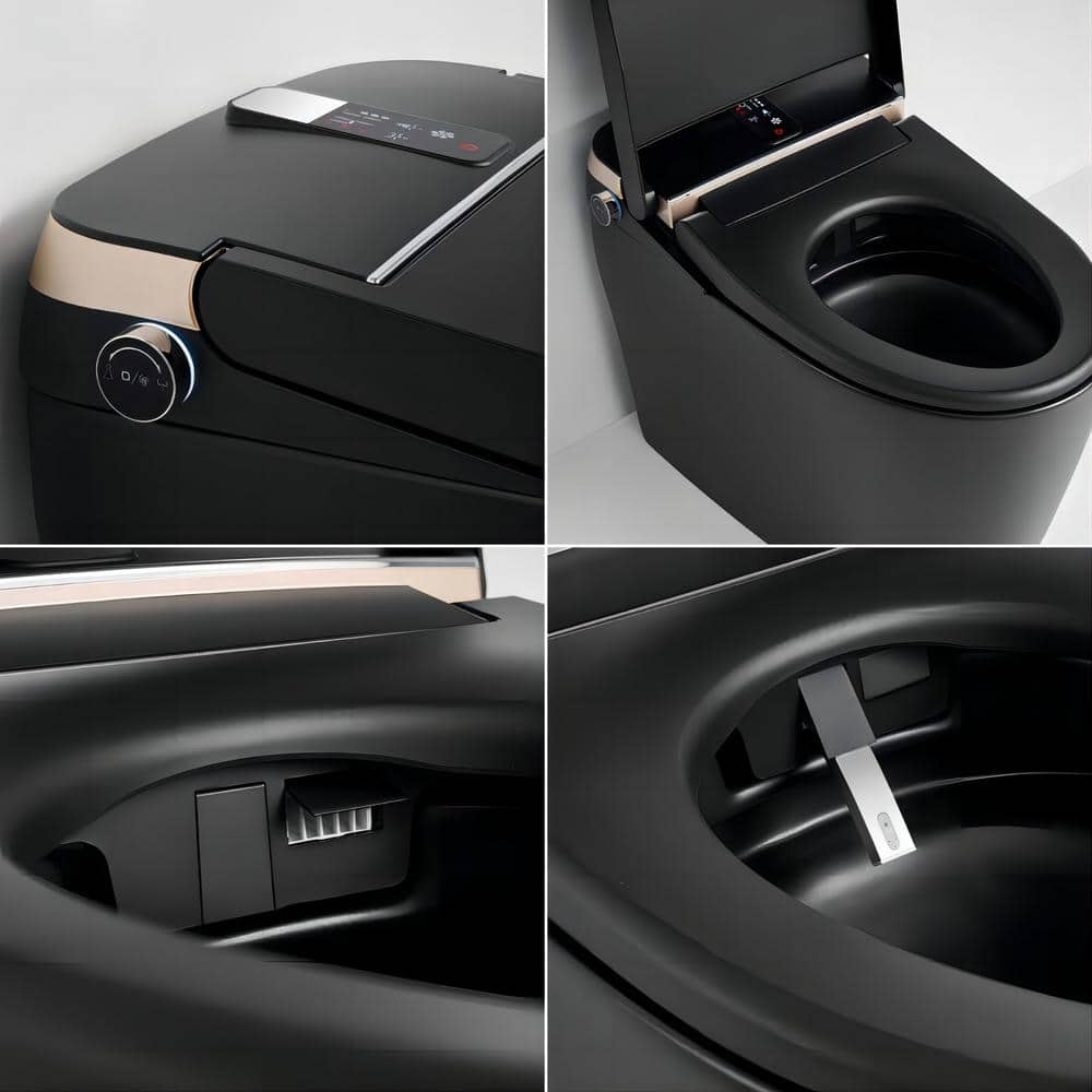 WELLFOR Smart Bidet Toilet 1.28 GPF Matte Black - LED Screen, Auto Functions, Heated Seat - Image 5