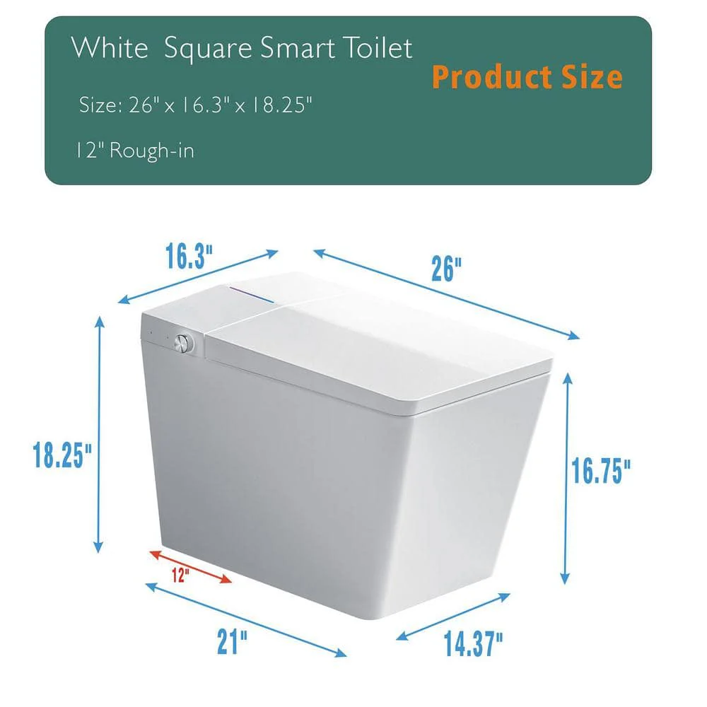 WELLFOR TM-1 LED Smart Bidet Toilet with Auto Flush & Heated Seat - Image 9