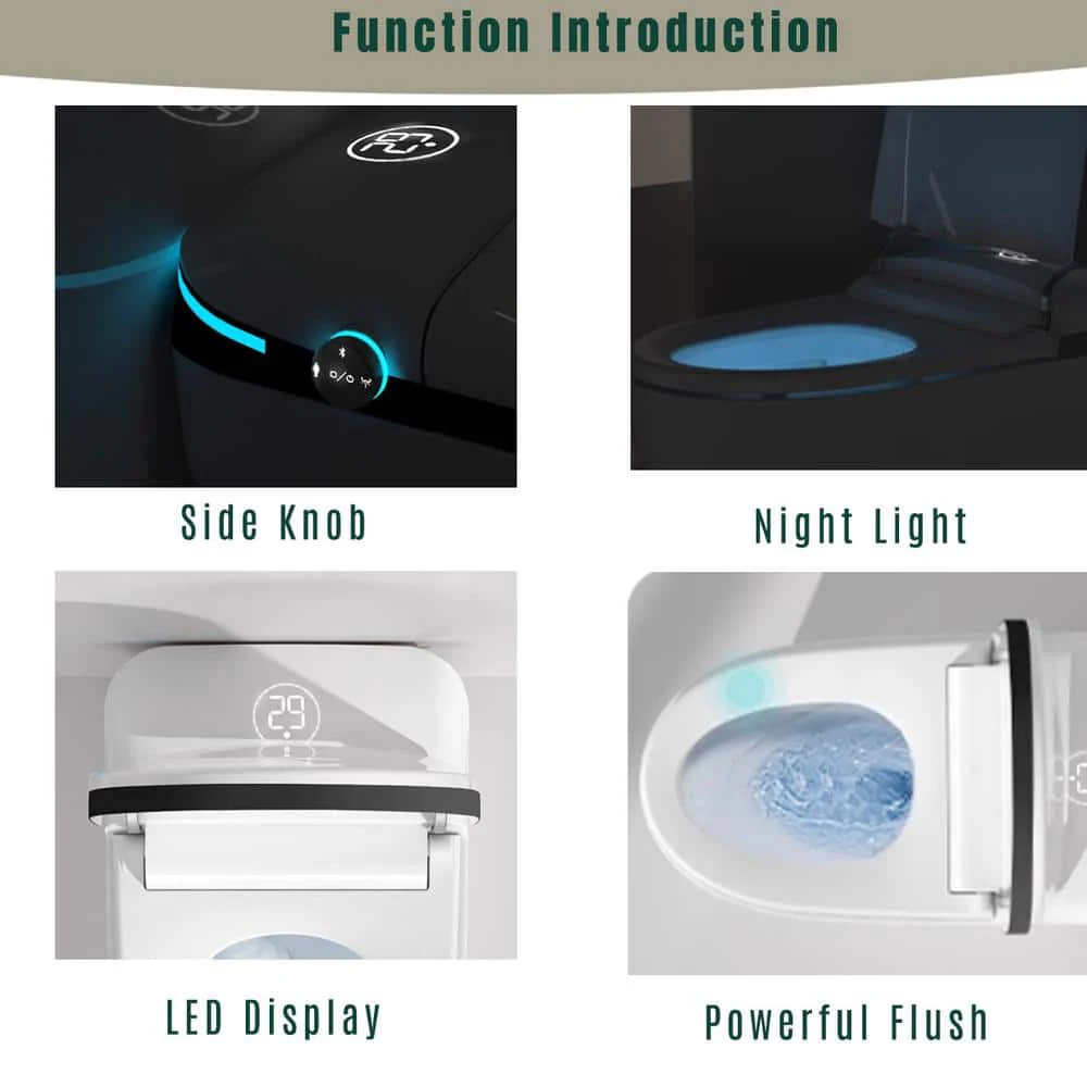 WELLFOR TM-5 Elongated LED Smart Bidet Toilet, Auto Open/Close, Heated Seat, Night Light - Image 7