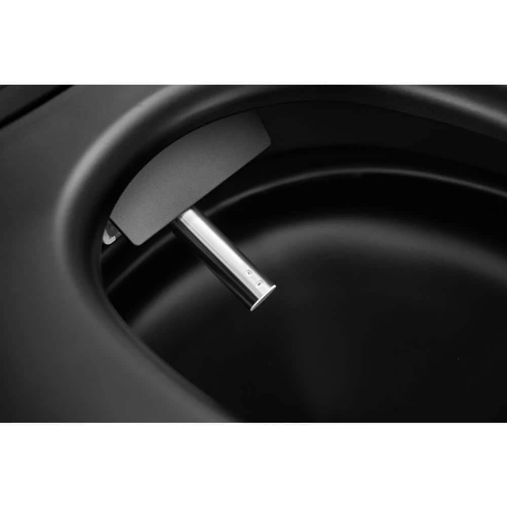 WELLFOR USBY-1.28 GPF Elongated Bidet Toilet in Black with Heated Seat, Warm Air Dryer, LED Screen Display - Image 2
