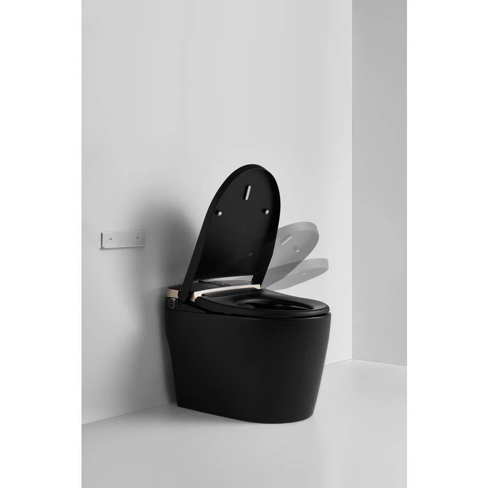WELLFOR USBY 1.28 GPF Elongated Black Bidet Toilet with Heated Seat & Auto Features - Image 8