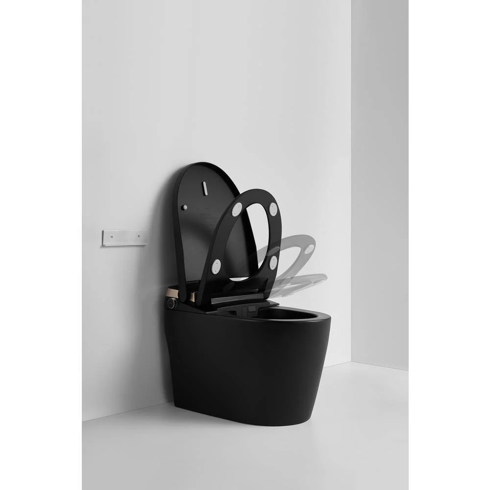 WELLFOR USBY 1.28 GPF Elongated Black Bidet Toilet with Heated Seat & Auto Features - Image 9