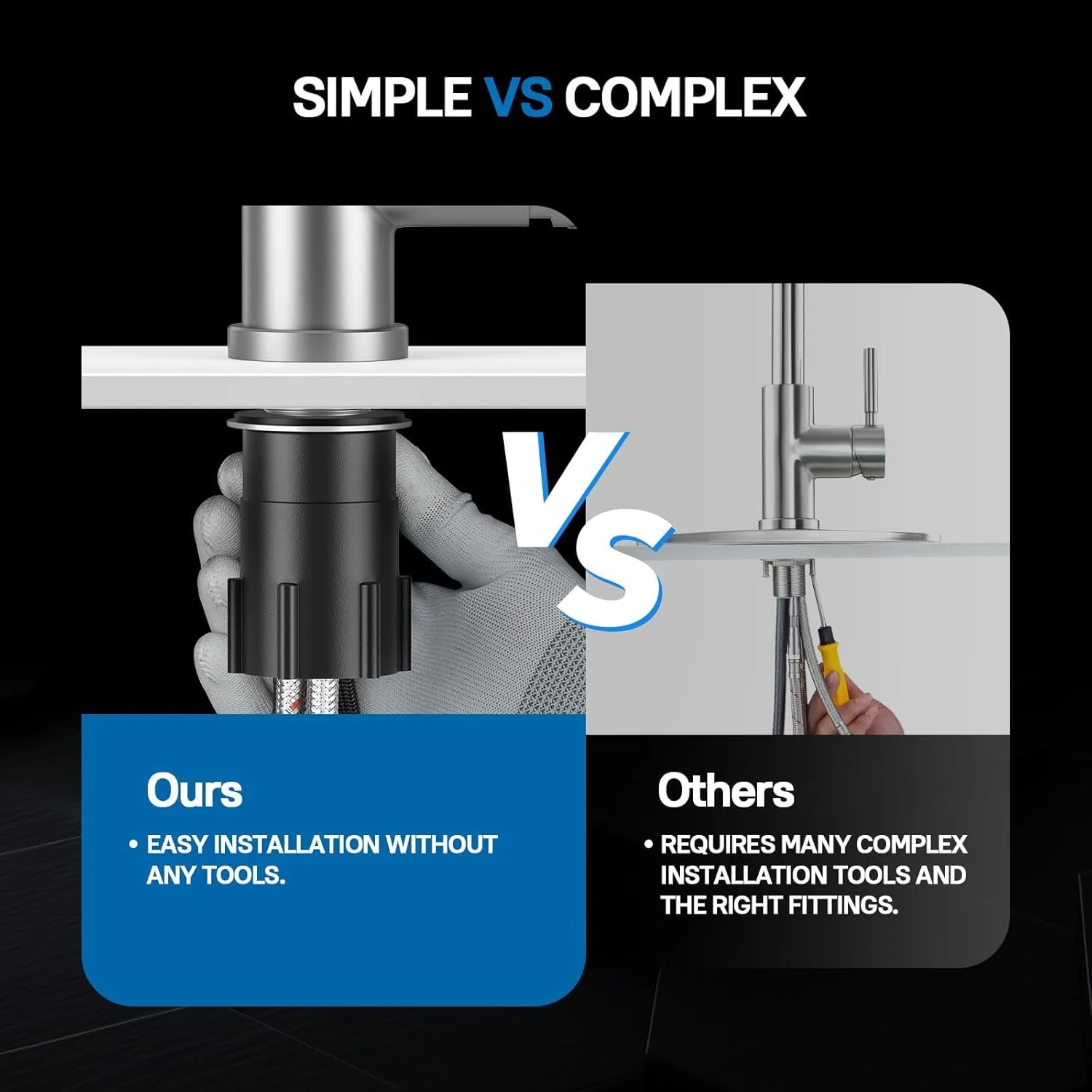 WEWE Single Handle High Arc Brushed Nickel Kitchen Faucet with Pull Down Sprayer - Image 6