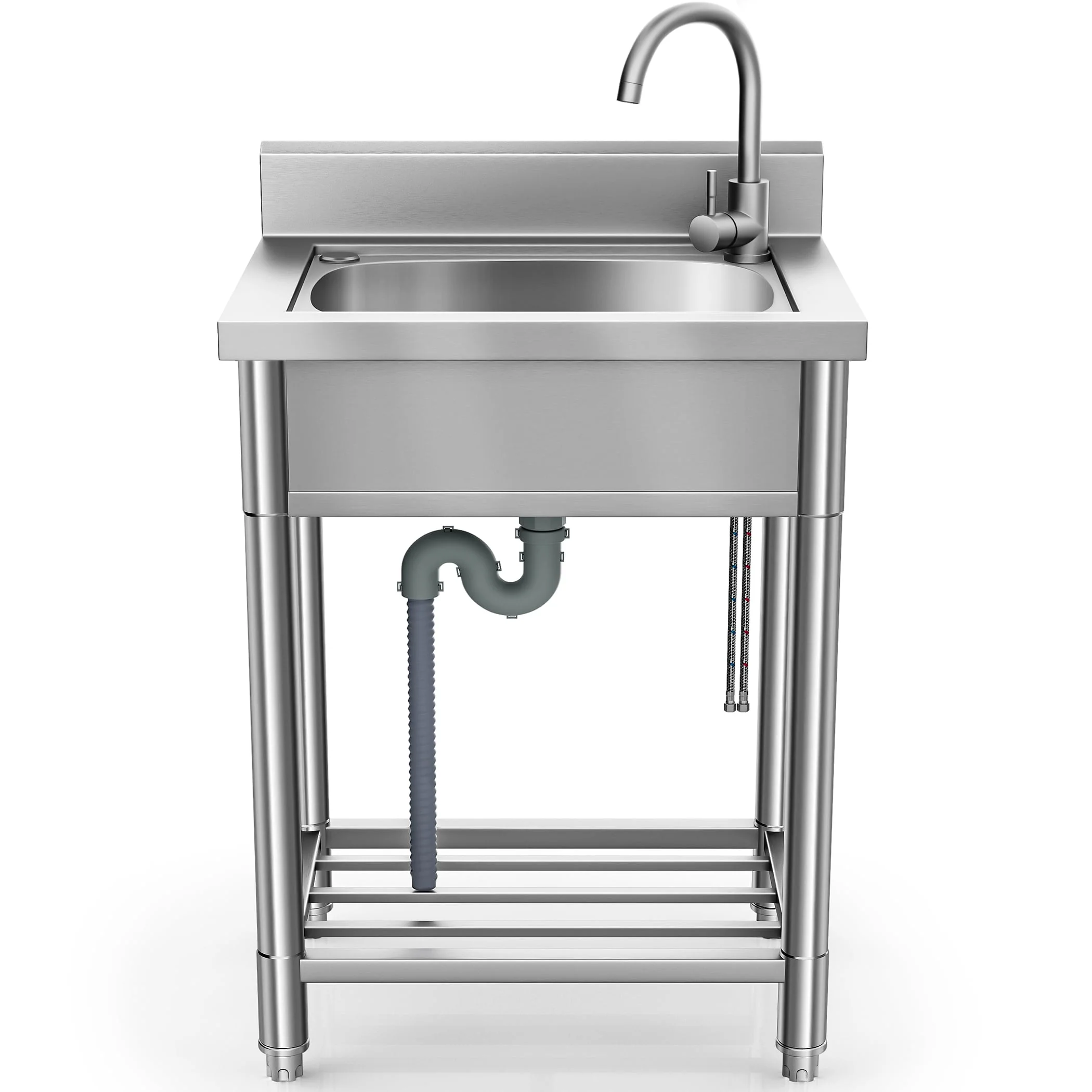 Wildaven Stainless Steel Freestanding Utility Tub - 54.99x61.01 in - Image 8
