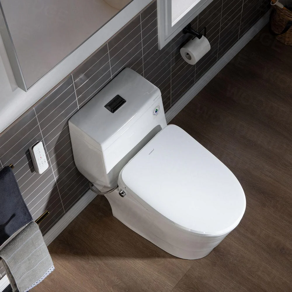 WOODBRIDGE 1-Piece Elongated Dual Flush Toilet with Smart Bidet Seat in White - Image 4