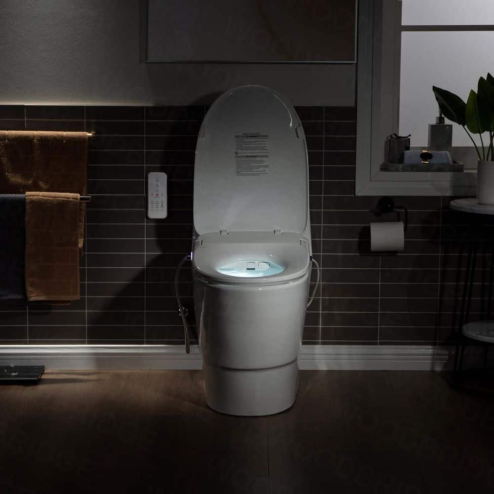WOODBRIDGE 1-Piece Elongated Dual Flush Toilet with Smart Bidet Seat in White - Image 5