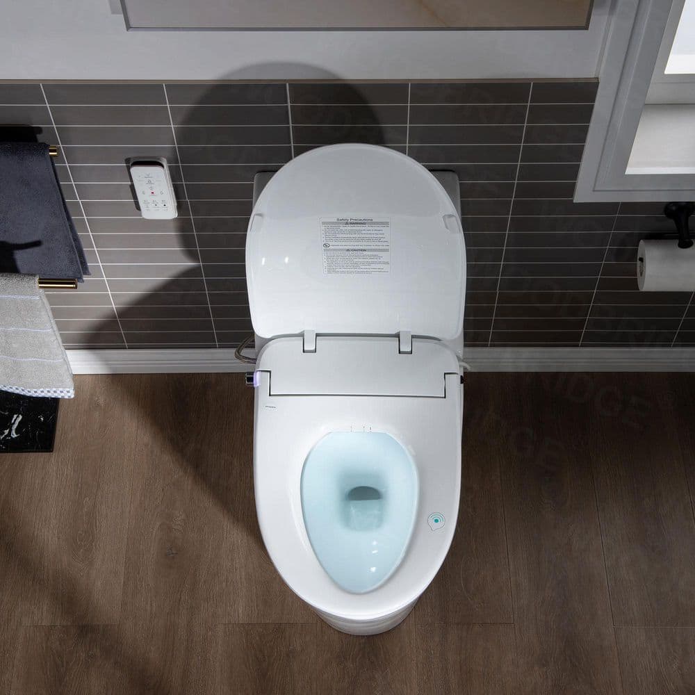 WOODBRIDGE 1-Piece Elongated Dual Flush Toilet with Smart Bidet Seat in White - Image 7