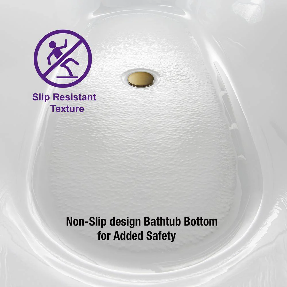 WOODBRIDGE 48 in. Acrylic Flatbottom Freestanding Bathtub in White with Brushed Gold Drain and Overflow - Image 7