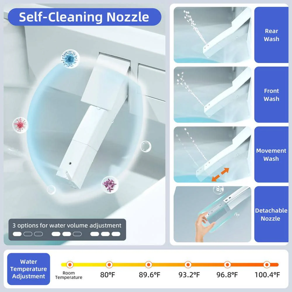 WOODBRIDGE Elongated ADA Smart Bidet Toilet 1.1/1.6 GPF, White, Auto Features - Image 10