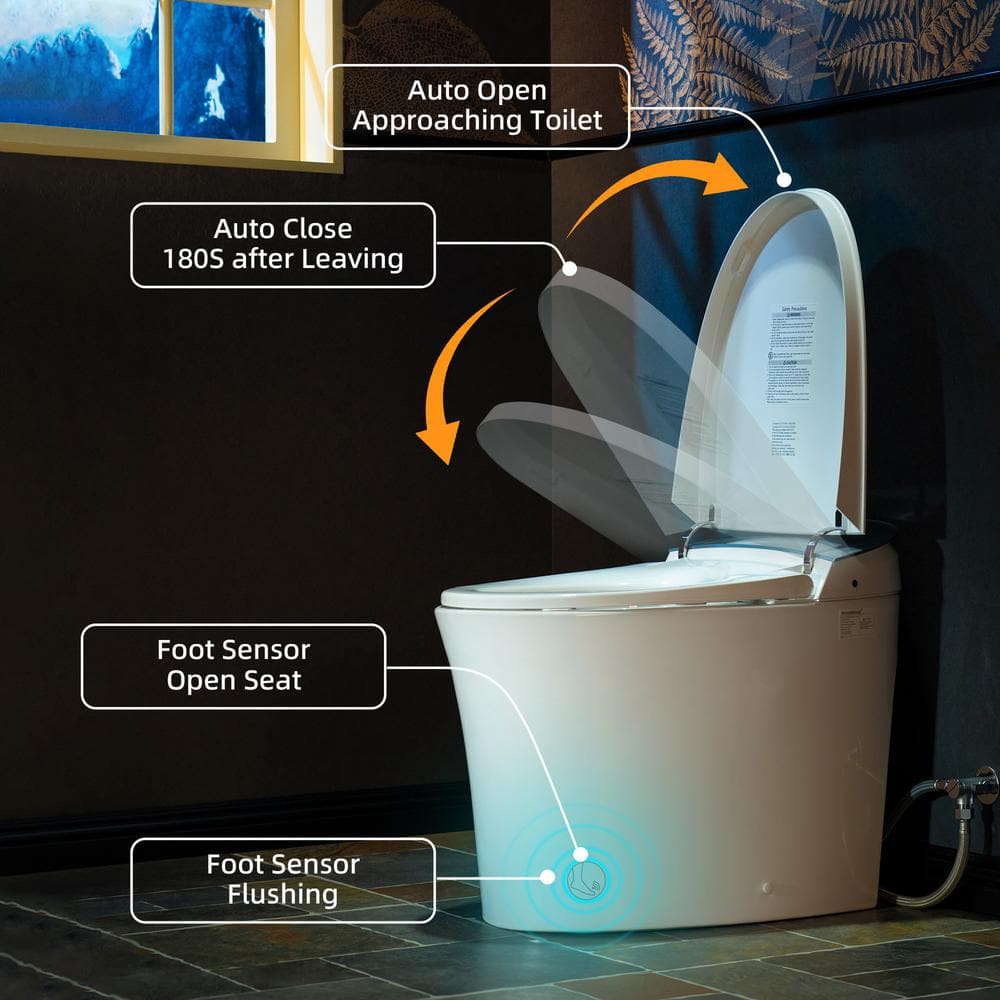 WOODBRIDGE Elongated ADA Smart Bidet Toilet 1.1/1.6 GPF, White, Auto Features - Image 2