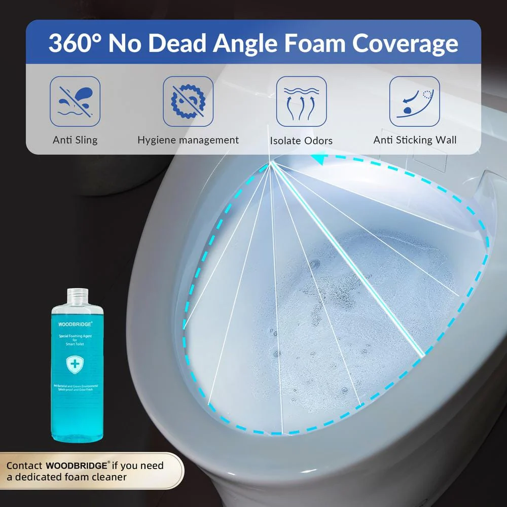 WOODBRIDGE Elongated ADA Smart Bidet Toilet 1.1/1.6 GPF, White, Auto Features - Image 6