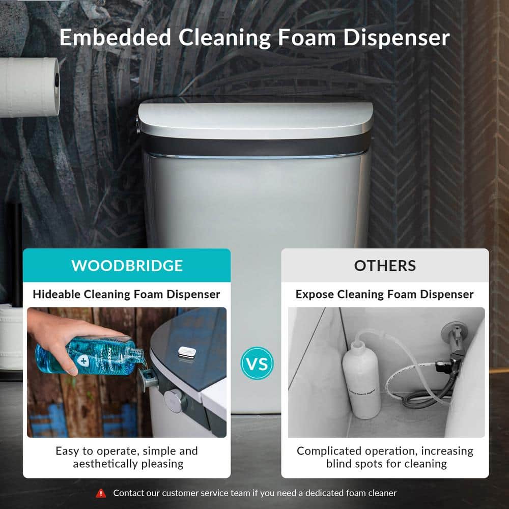 WOODBRIDGE Elongated ADA Smart Bidet Toilet - Grey, 1.28 GPF, Auto Open/Close, Clean Foam Dispenser - Image 7