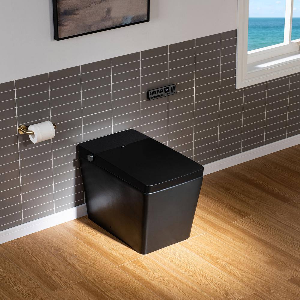 WOODBRIDGE Elongated Square Smart Bidet Toilet 1.0/1.6 GPF in Matte Black - Image 4