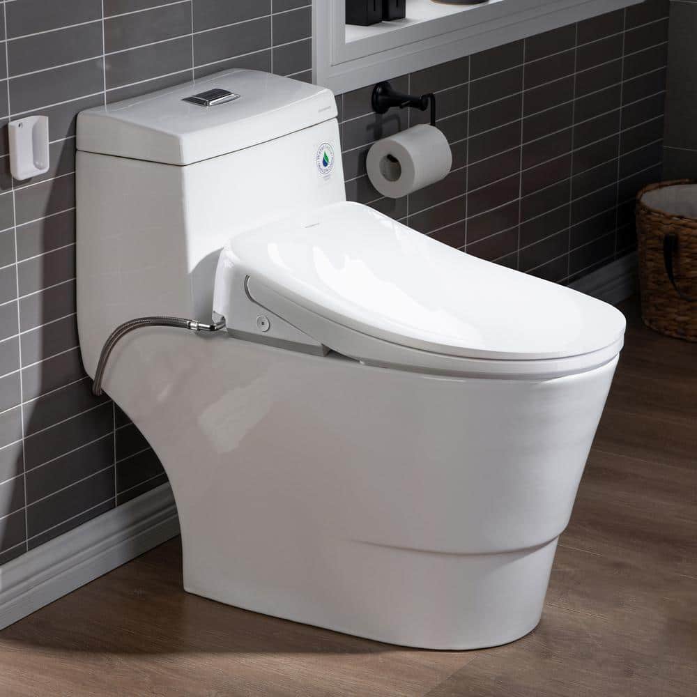 WOODBRIDGE HT0078 Elongated Bidet Toilet, 1.27 GPF in White with Adjustable Nozzle