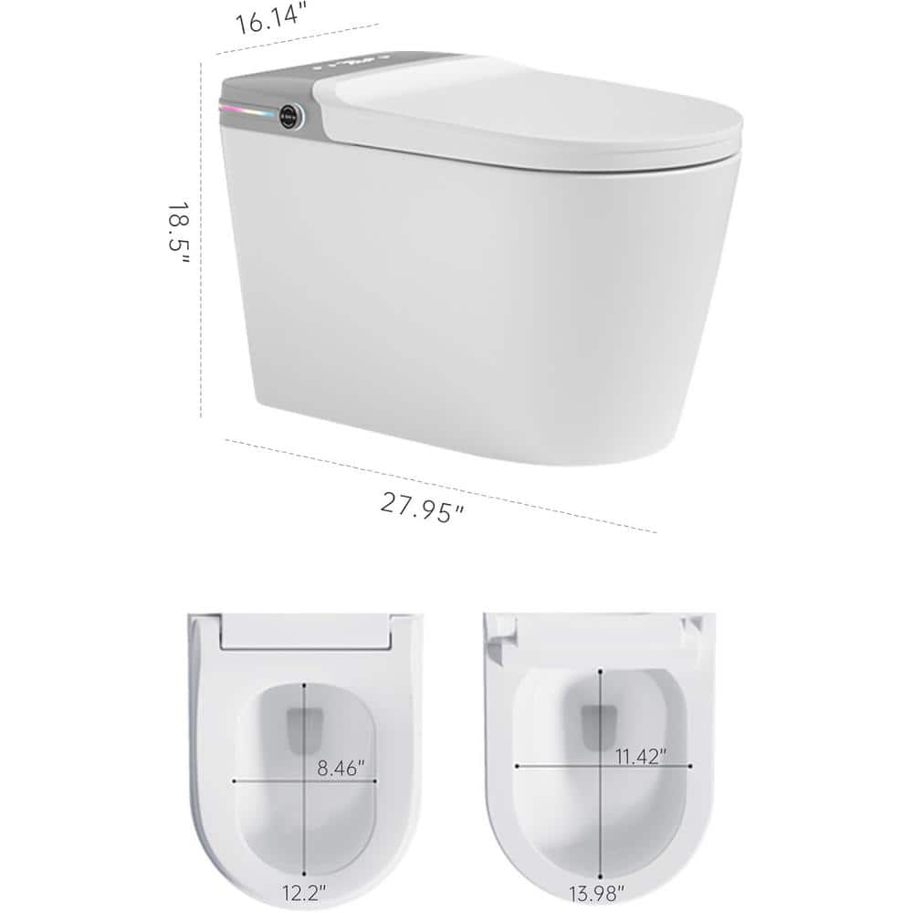 Smart Elongated Bidet Toilet with Adjustable Sprayer, Deodorizing, and Soft Close - Image 7