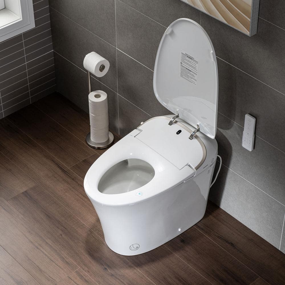 WOODBRIDGE Intelligent Comfort Height Dual Flush Elongated Toilet, White - Image 2