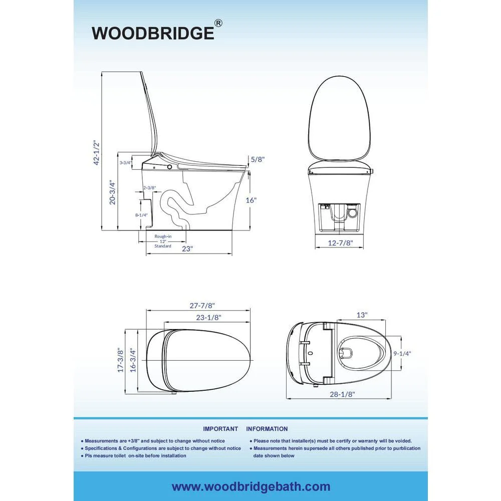 WOODBRIDGE Intelligent Comfort Height Dual Flush Elongated Toilet, White - Image 6