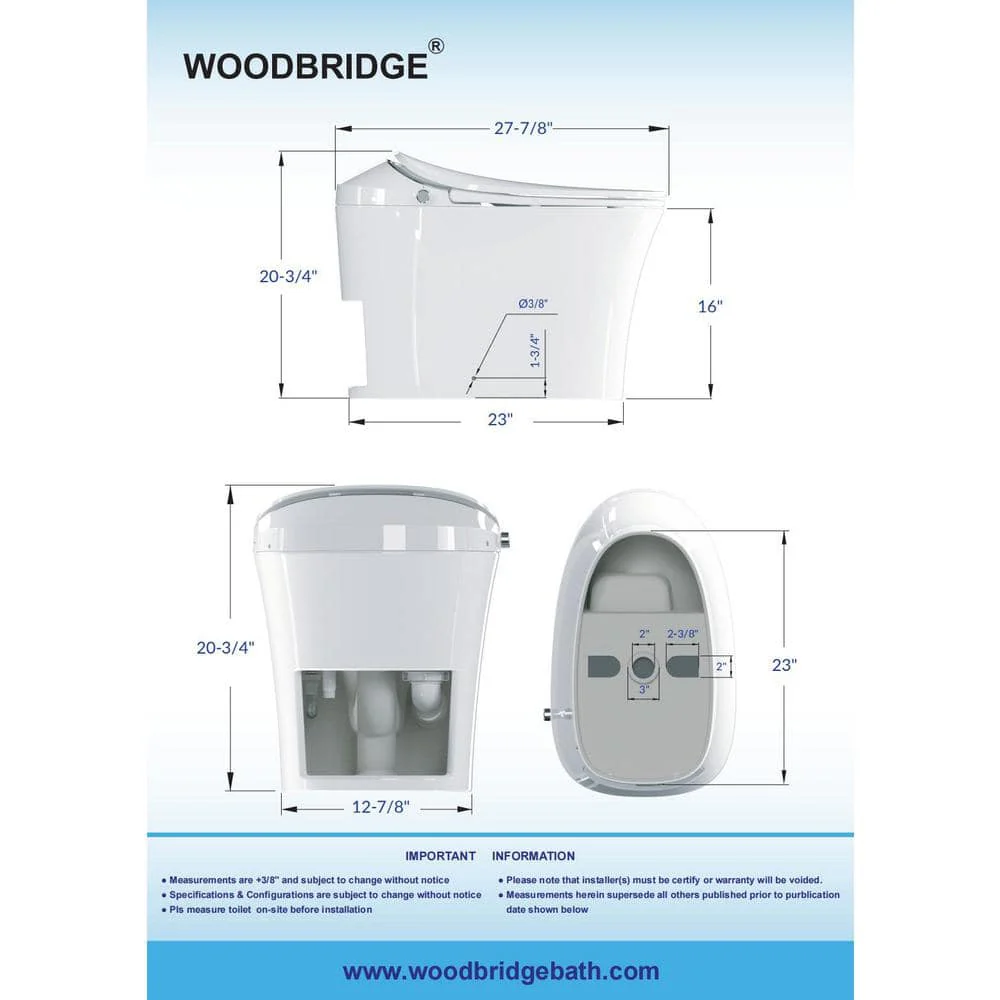 WOODBRIDGE Intelligent Comfort Height Dual Flush Elongated Toilet, White - Image 8
