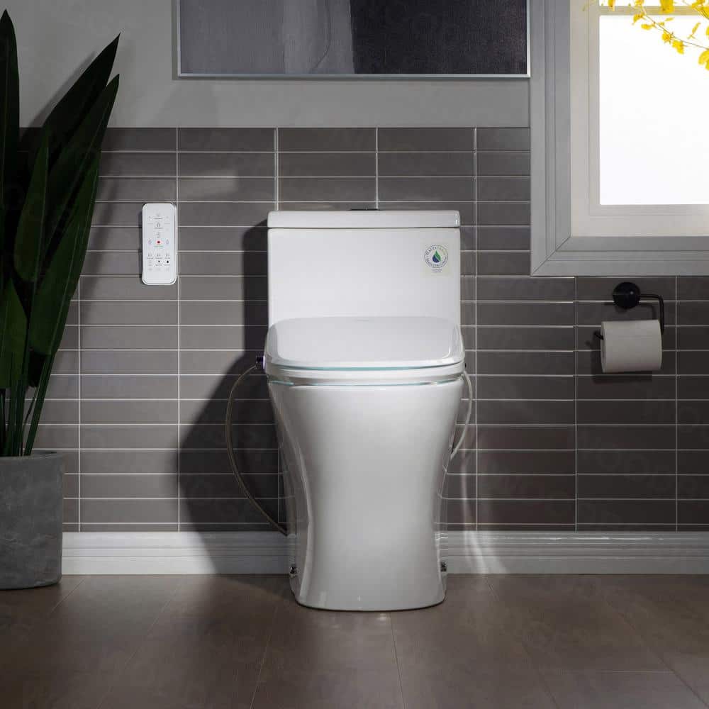 WOODBRIDGE Journey 1-Piece Dual Flush Elongated Smart Bidet Toilet in White - Image 2