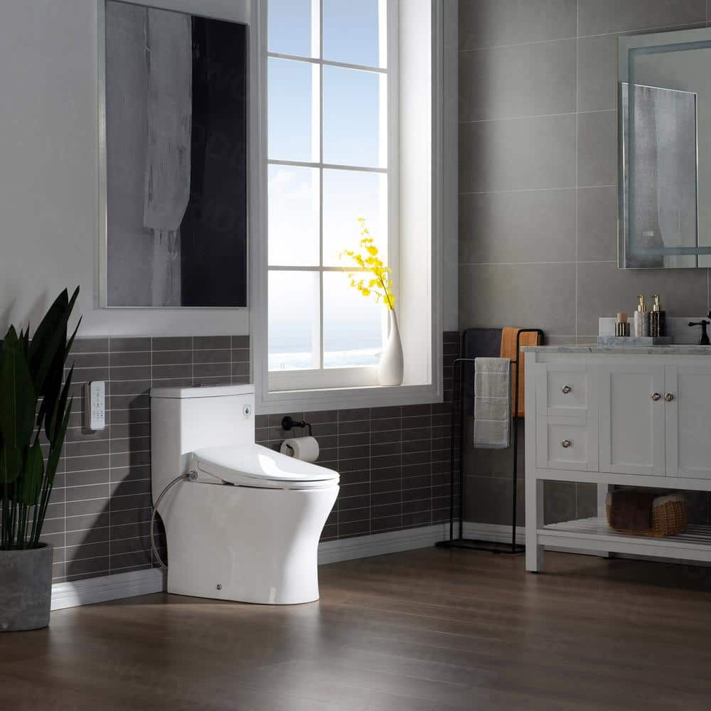 WOODBRIDGE Journey 1-Piece Dual Flush Elongated Smart Bidet Toilet in White - Image 4