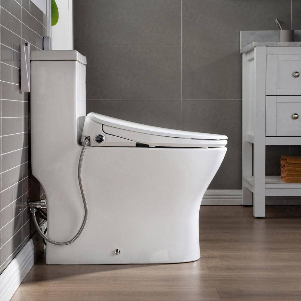 WOODBRIDGE Journey 1-Piece Dual Flush Elongated Smart Bidet Toilet in White - Image 8