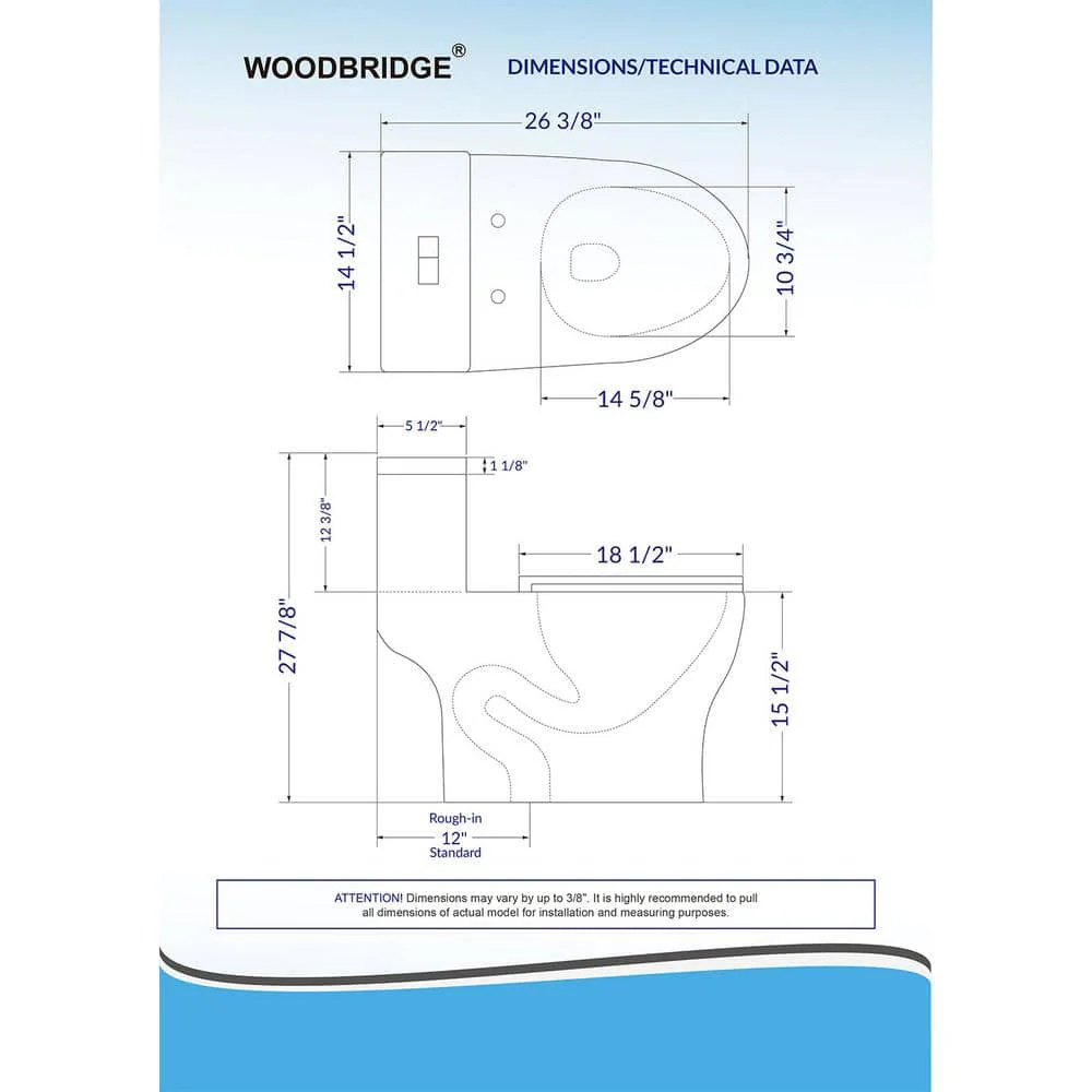 WOODBRIDGE Journey Dual Flush One-Piece Elongated Smart Bidet Toilet - White - Image 3