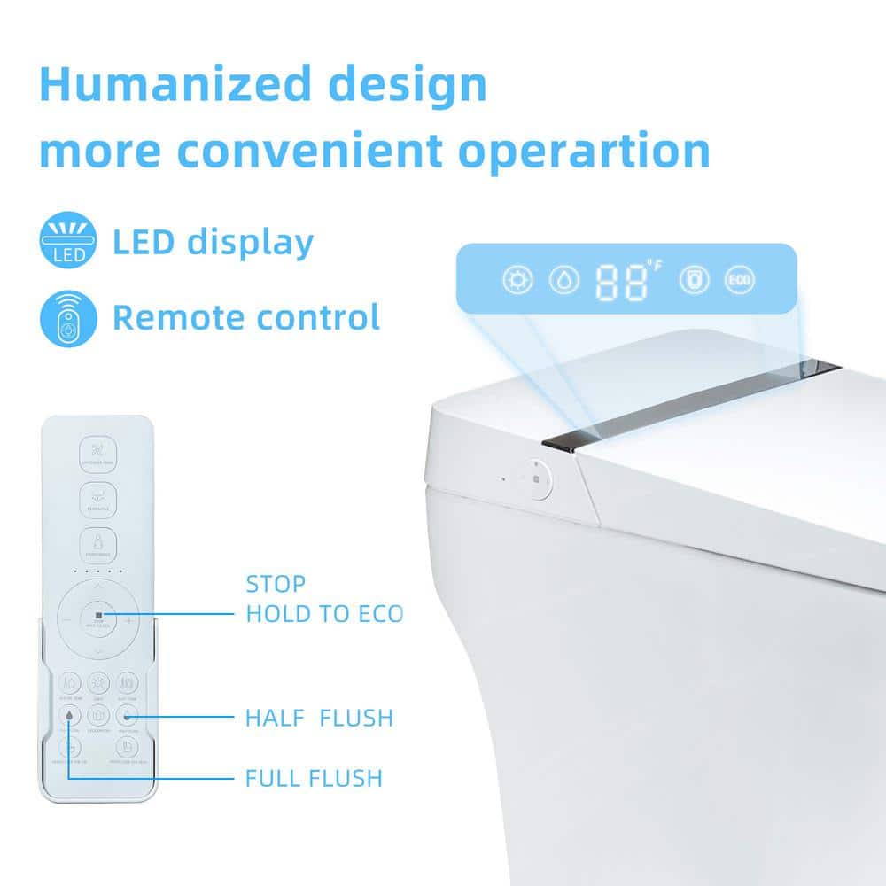 WOODBRIDGE Nutley Dual Flush Smart Bidet Toilet 1.28 GPF in White with Auto Features - Image 3