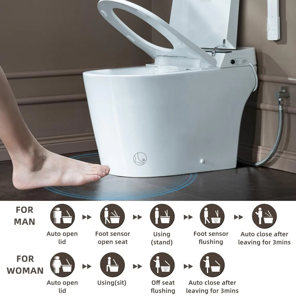 WOODBRIDGE Nutley Dual Flush Smart Bidet Toilet 1.28 GPF in White with Auto Features - Image 4
