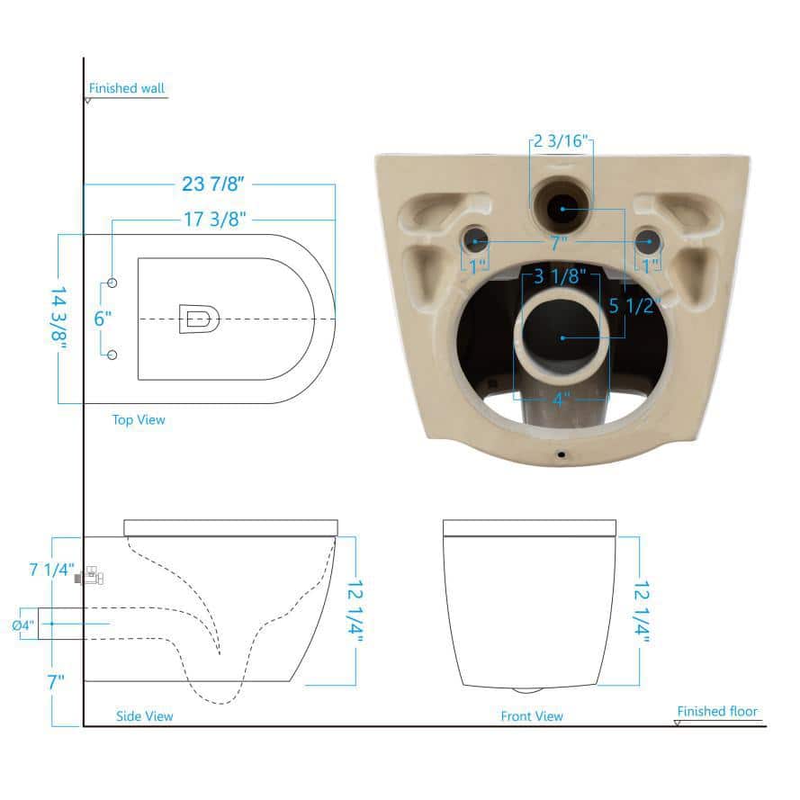 WOODBRIDGE Smart Wall Hung Toilet with Concealed Tank and Marble Stone Flush Plates - Image 2