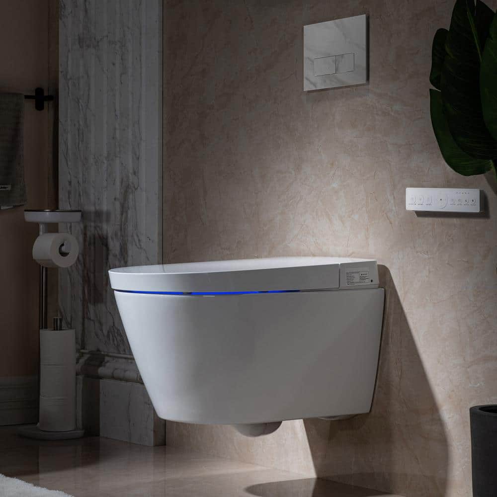 WOODBRIDGE Smart Wall Hung Toilet with Concealed Tank and Marble Stone Flush Plates - Image 6